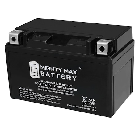 Mighty Max Battery Sealed Lead Acid Battery,  12 V,  8.6 AH,  Nut and Bolt Terminal,  SLA,  AGM Chemistry YTZ10S1251